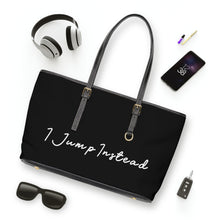 Load image into Gallery viewer, Faux Leather Shoulder Bag - Modern Black w/ White Logo
