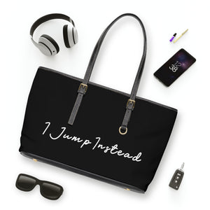 Faux Leather Shoulder Bag - Modern Black w/ White Logo