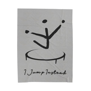 I Jump Instead Plush Blanket - Airy Grey w/ Black Logo