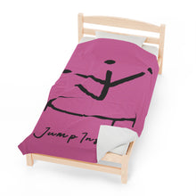 Load image into Gallery viewer, I Jump Instead Plush Blanket - Blush Pink w/ Black Logo
