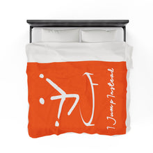 Load image into Gallery viewer, I Jump Instead Plush Blanket - Juicy Orange w/ White Logo
