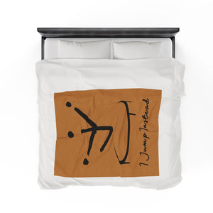 I Jump Instead Plush Blanket - Toffee w/ Black Logo