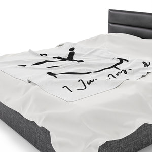 I Jump Instead Plush Blanket - Crispy White w/ Black Logo