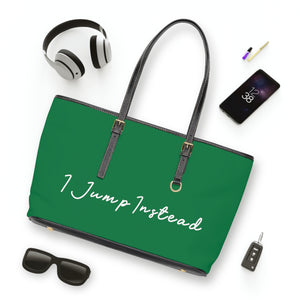 Faux Leather Shoulder Bag - Evergreen w/ White Logo