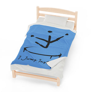 I Jump Instead Plush Blanket - Baby Blue w/ Black Logo