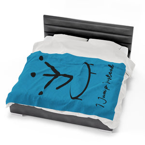 I Jump Instead Plush Blanket - Aquatic Blue w/ Black Logo