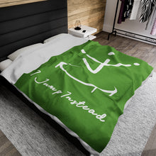 Load image into Gallery viewer, I Jump Instead Plush Blanket - Earthy Green w/ White Logo
