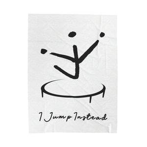 I Jump Instead Plush Blanket - Crispy White w/ Black Logo