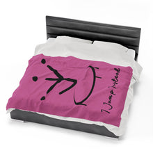 Load image into Gallery viewer, I Jump Instead Plush Blanket - Blush Pink w/ Black Logo
