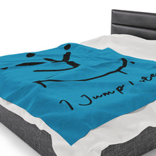 Load image into Gallery viewer, I Jump Instead Plush Blanket - Aquatic Blue w/ Black Logo
