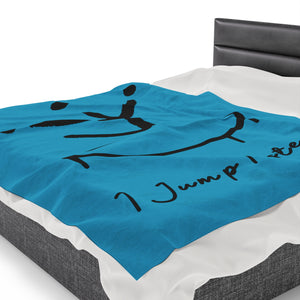 I Jump Instead Plush Blanket - Aquatic Blue w/ Black Logo