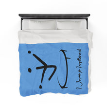 Load image into Gallery viewer, I Jump Instead Plush Blanket - Baby Blue w/ Black Logo
