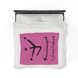 I Jump Instead Plush Blanket - Blush Pink w/ Black Logo