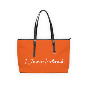 Faux Leather Shoulder Bag - Juicy Orange w/ White Logo