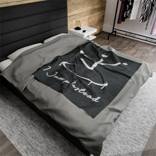 Load image into Gallery viewer, I Jump Instead Plush Blanket - Stormy Grey w/ White Logo
