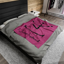 Load image into Gallery viewer, I Jump Instead Plush Blanket - Blush Pink w/ Black Logo
