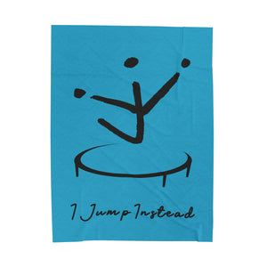 I Jump Instead Plush Blanket - Aquatic Blue w/ Black Logo