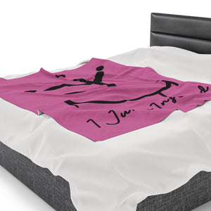 I Jump Instead Plush Blanket - Blush Pink w/ Black Logo