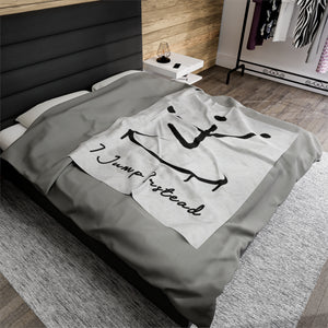 I Jump Instead Plush Blanket - Crispy White w/ Black Logo