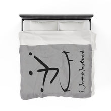 Load image into Gallery viewer, I Jump Instead Plush Blanket - Airy Grey w/ Black Logo
