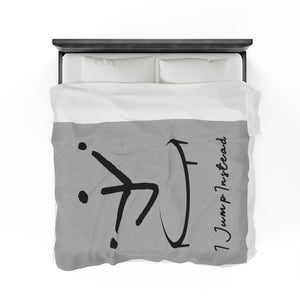 I Jump Instead Plush Blanket - Airy Grey w/ Black Logo