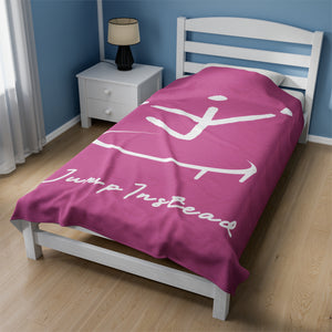 I Jump Instead Plush Blanket - Plush Pink w/ White Logo