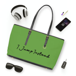 Faux Leather Shoulder Bag - Earthy Green w/ Black Logo