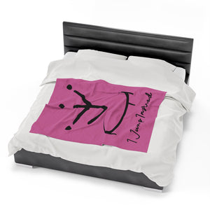 I Jump Instead Plush Blanket - Blush Pink w/ Black Logo