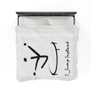 I Jump Instead Plush Blanket - Crispy White w/ Black Logo