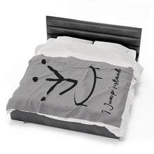 Load image into Gallery viewer, I Jump Instead Plush Blanket - Airy Grey w/ Black Logo
