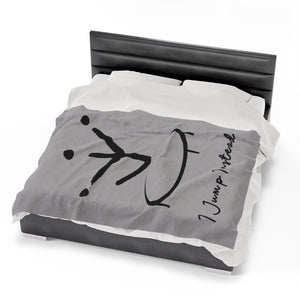 I Jump Instead Plush Blanket - Airy Grey w/ Black Logo