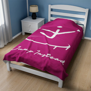 I Jump Instead Plush Blanket - Magenta w/ White Logo