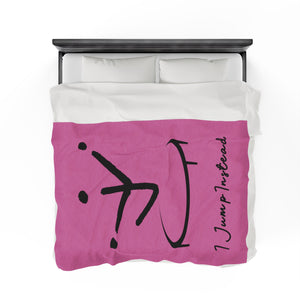 I Jump Instead Plush Blanket - Blush Pink w/ Black Logo