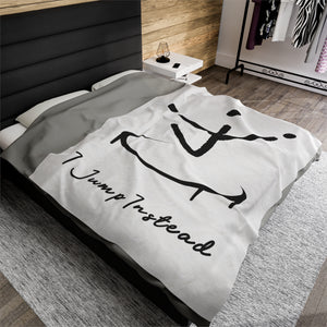 I Jump Instead Plush Blanket - Crispy White w/ Black Logo