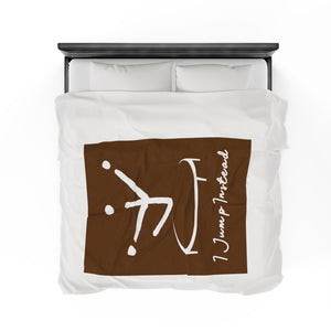 I Jump Instead Plush Blanket - Cocoa Brown w/ White Logo