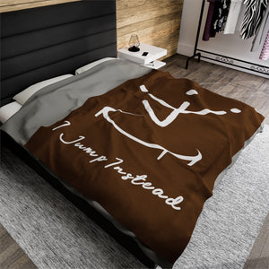 I Jump Instead Plush Blanket - Cocoa Brown w/ White Logo