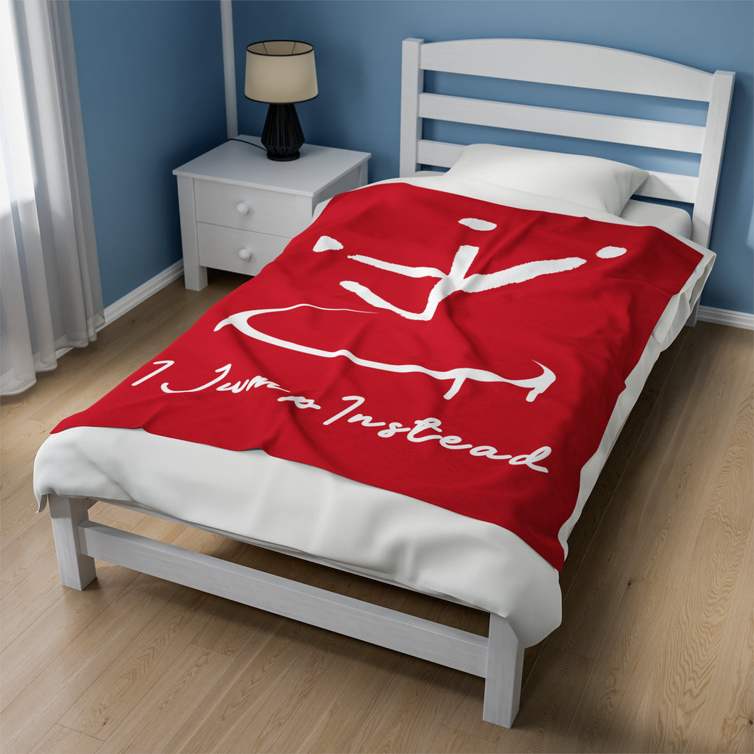 I Jump Instead Plush Blanket - Crimson Red w/ White Logo