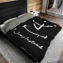 Load image into Gallery viewer, I Jump Instead Plush Blanket - Modern Black w/ White Logo
