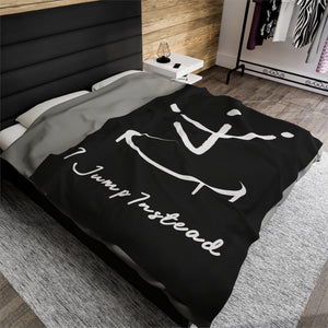 I Jump Instead Plush Blanket - Modern Black w/ White Logo