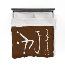 Load image into Gallery viewer, I Jump Instead Plush Blanket - Cocoa Brown w/ White Logo
