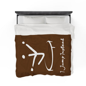 I Jump Instead Plush Blanket - Cocoa Brown w/ White Logo