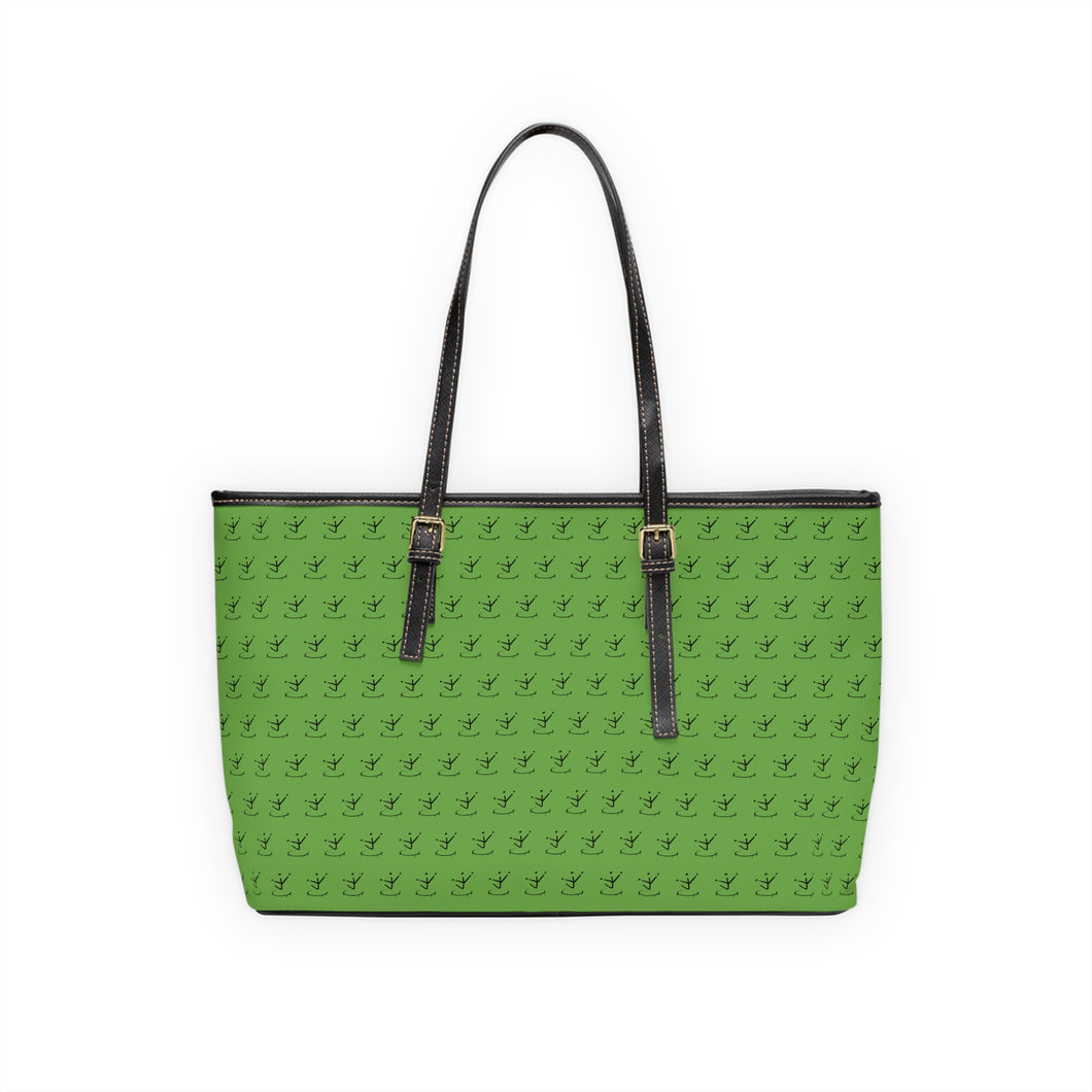 Faux Leather Shoulder Bag - Earthy Green w/ Black Logo