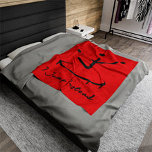 Load image into Gallery viewer, I Jump Instead Plush Blanket - Showstopper Red w/ Black Logo
