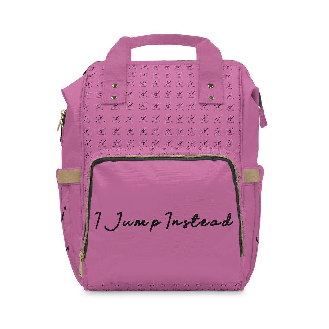 I Jump Instead Trophy Backpack - Blush Pink w/ Black Logo