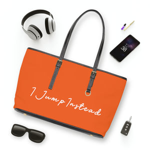 Faux Leather Shoulder Bag - Juicy Orange w/ White Logo