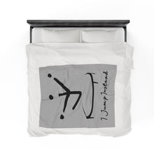 Load image into Gallery viewer, I Jump Instead Plush Blanket - Airy Grey w/ Black Logo
