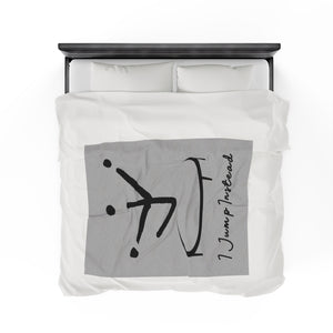 I Jump Instead Plush Blanket - Airy Grey w/ Black Logo