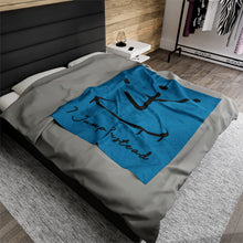 Load image into Gallery viewer, I Jump Instead Plush Blanket - Aquatic Blue w/ Black Logo
