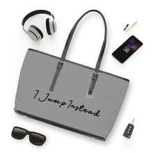 Load image into Gallery viewer, Faux Leather Shoulder Bag - Silvery Grey w/ Black Logo
