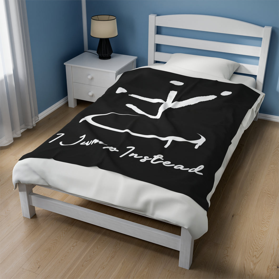 I Jump Instead Plush Blanket - Modern Black w/ White Logo